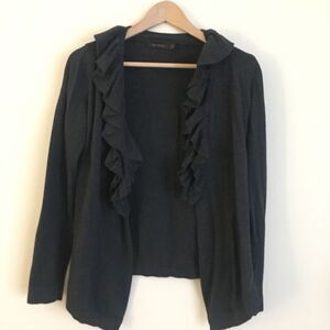 Limited XS gray flyaway boyfriend sweater ruffles